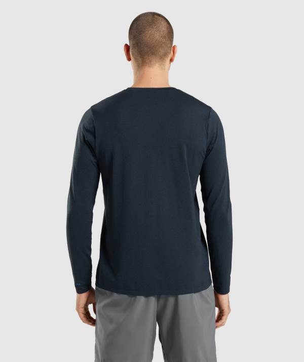 Panske Mikiny Gymshark Arrival Seamless Long Sleeve Námornícka Modrá | VI0357918